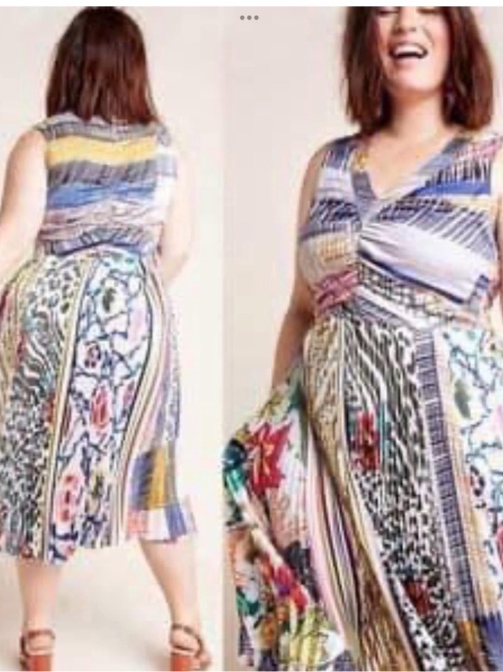 Sleeveless Multicolor Patterned Swing Dress - Floral & Animal Print